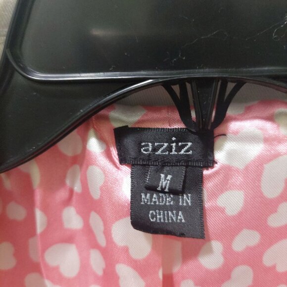 NWOT Aziz White Double-Breasted Belted Trench Coat With Ruffle Accents Medium - Picture 3 of 11